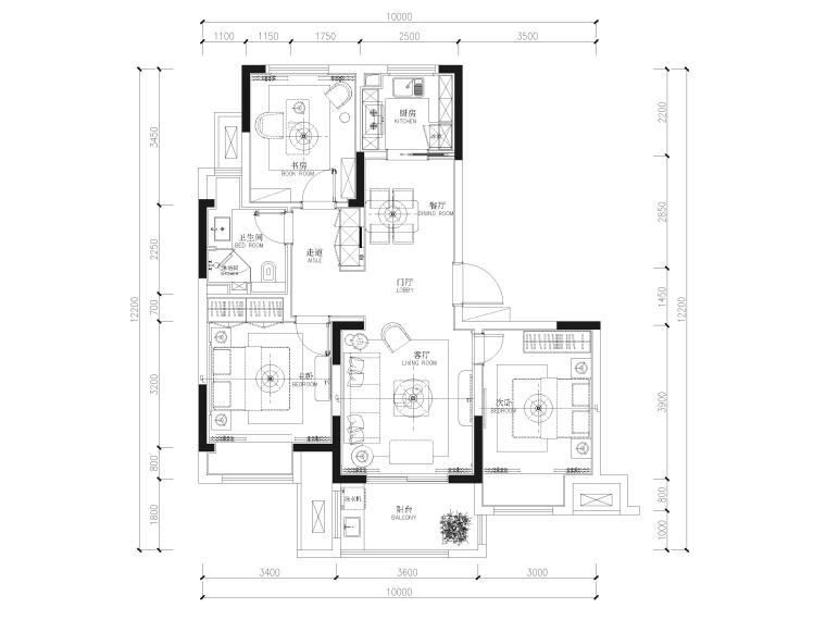 85平两居室样板间资料下载-[江苏]85㎡现代两居室家装样板间装修施工图