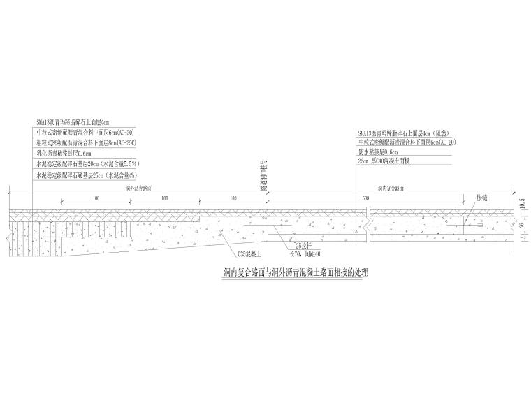 道路路口设计cad图资料下载-隧道路面结构及分仓设计图（CAD）