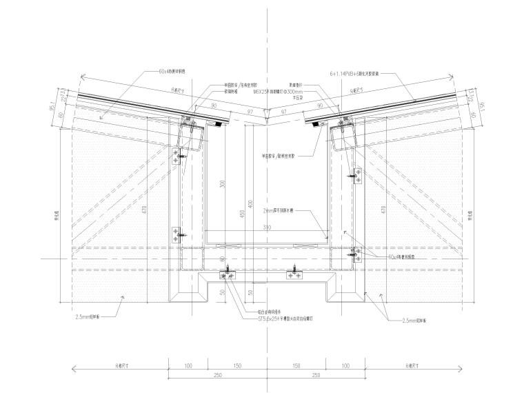 勾搭式铝单板安装节点资料下载-钢结构雨篷铝单板幕墙节点图（CAD）