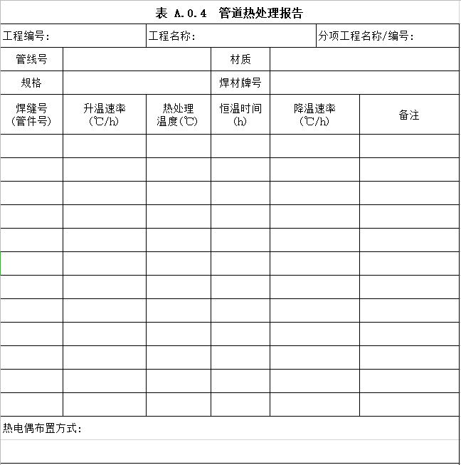 工艺管道施工表格资料下载-工艺管道GB50235-2010表格，Excel格式