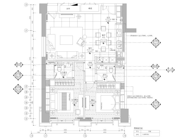 100家装室内施工图资料下载-[天津]132㎡现代二居家装样板间装修施工图