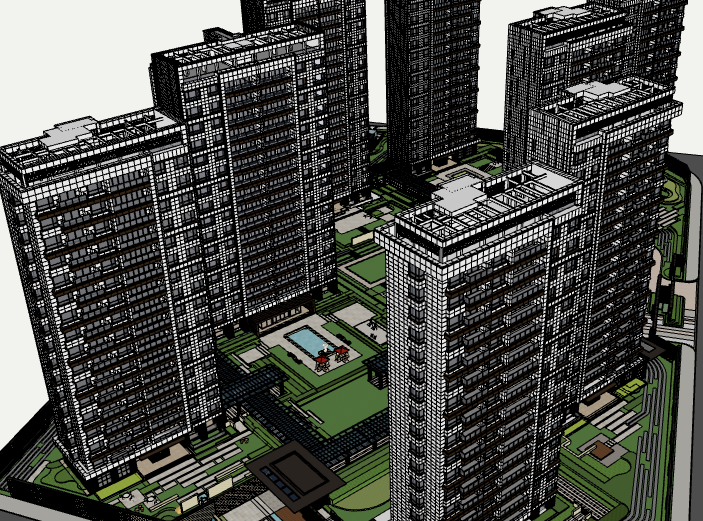 su上海建筑资料下载-上海长阳路项目现代风格高层住宅建筑SU模型