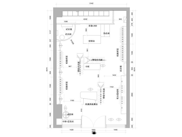 100平面服装店铺cad资料下载-[上海]43㎡童装服装店铺室内装修设计施工图