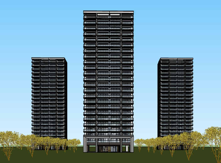 sug高层住宅模型资料下载-上海杨浦现代风格高层住宅建筑SU模型-大院