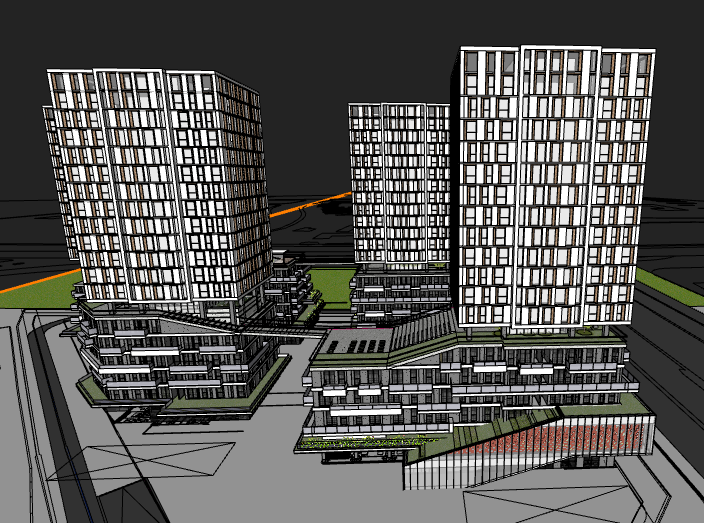 公租房项目可行性研究报告资料下载-上海高层公租房住宅中标方案建筑SU模型