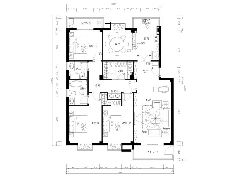 建筑给排水施工图案例资料下载-室内家装毕业设计施工图案例+报价表