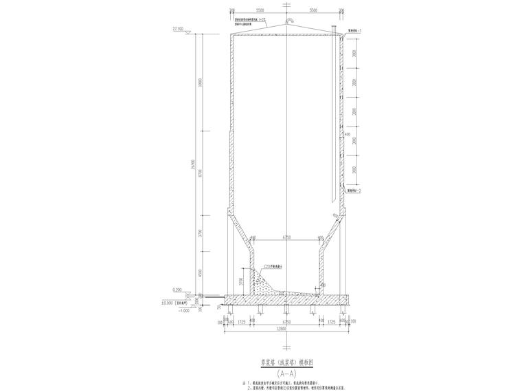 景观塔建筑结构资料下载-抄纸车间成浆塔结构图（CAD）