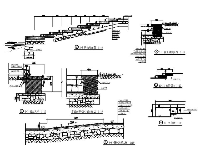 瓦片景墙cad图纸资料下载-100套挡土景墙CAD节点详图