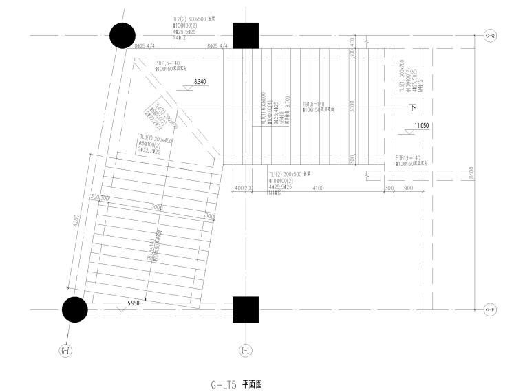 建筑CAD楼梯详图资料下载-体育馆楼梯结构详图2018（CAD）