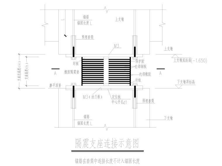 隔震支座安装施工方案资料下载-隔震支座及粘滞阻尼器连接构造图（CAD）