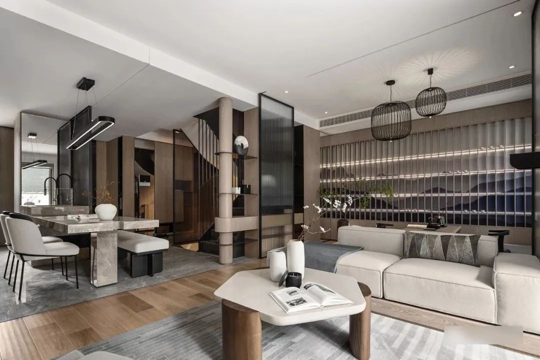 [分享]石材,木饰面,金属网自然组合回归空间本真