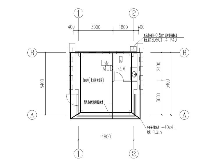 100平米室内施工图资料下载-33平米门卫房电气施工图