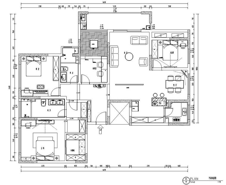 170㎡北歐現(xiàn)代四居室住宅裝修施工圖設(shè)計(jì)