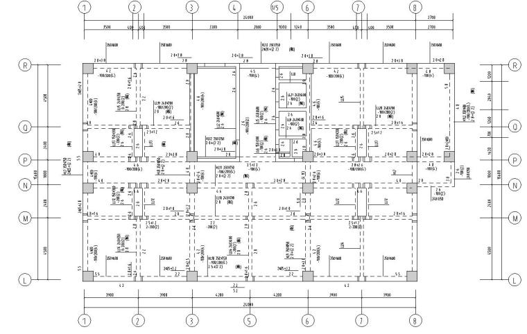 三层宾馆结构施工图纸资料下载-某十三层框剪结构宾馆混凝土施工图CAD