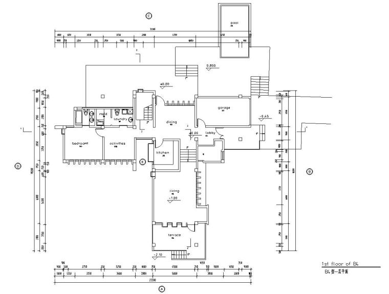 农村二层别墅建筑图资料下载-二层山地别墅混凝土结构施工图CAD含建筑图