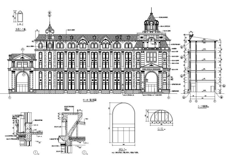 五层对称结构建筑图资料下载-欧式风格五层办公楼结构施工图CAD含建筑图