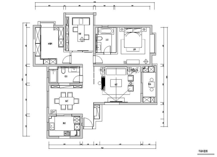 免费室内施工图纸二居室资料下载-[上海]中式风格二居室装修施工图设计