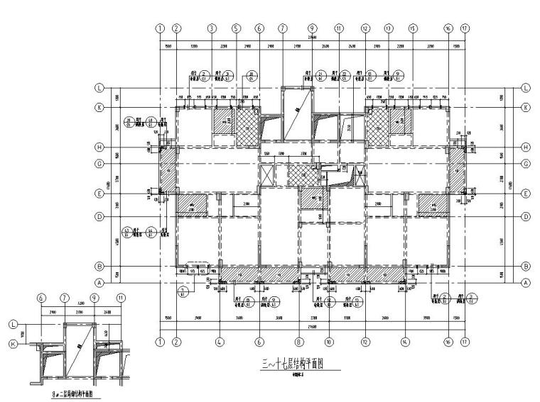 17层框剪住宅施工图资料下载-某17层框剪住宅混凝土结构施工图CAD