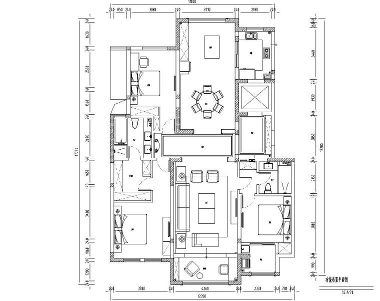 180m连续梁拱资料下载-美式轻奢180m²住宅装修施工图设计