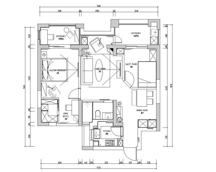 哈德混合风格住宅资料下载-北欧风格德圣博奥城住宅装修施工图设计