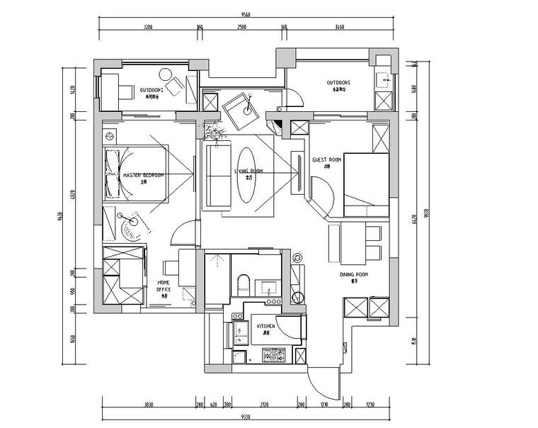 北歐風(fēng)格德圣博奧城住宅裝修施工圖設(shè)計(jì)