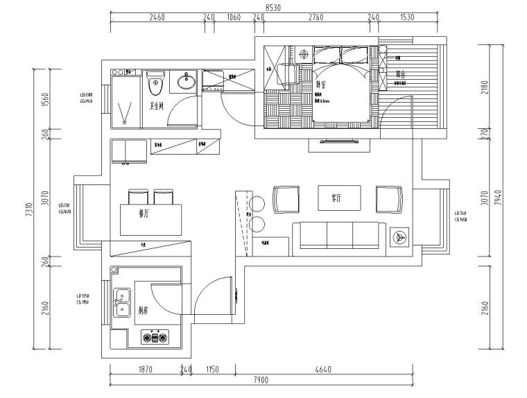 loft装修设计资料下载-宝祥苑-loft风格74㎡住宅装修施工图设计