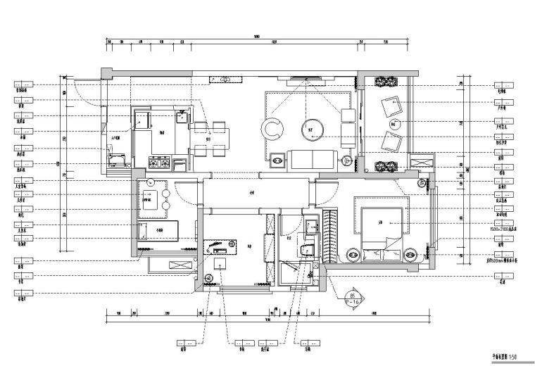 四季雅苑A型样板房资料下载-北欧雅苑三室两厅样板房装修施工图设计
