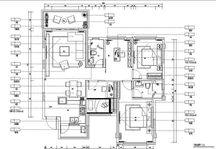 样板房装修工艺资料下载-北欧风理想四室两厅样板房装修施工图设计