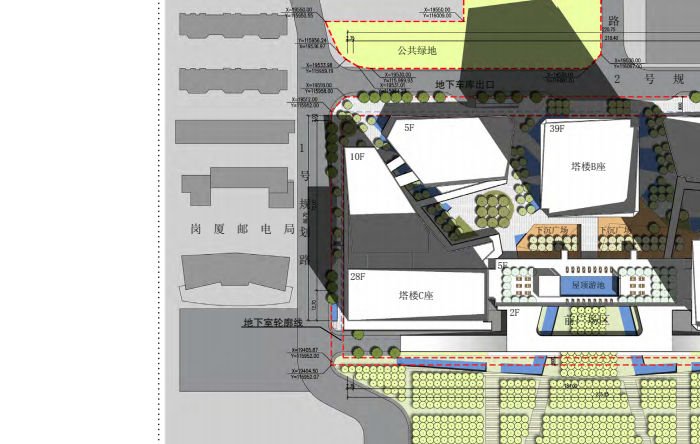 高层小区建筑设计方案文本资料下载-[广东]某高层科技广场建筑设计方案文本PDF