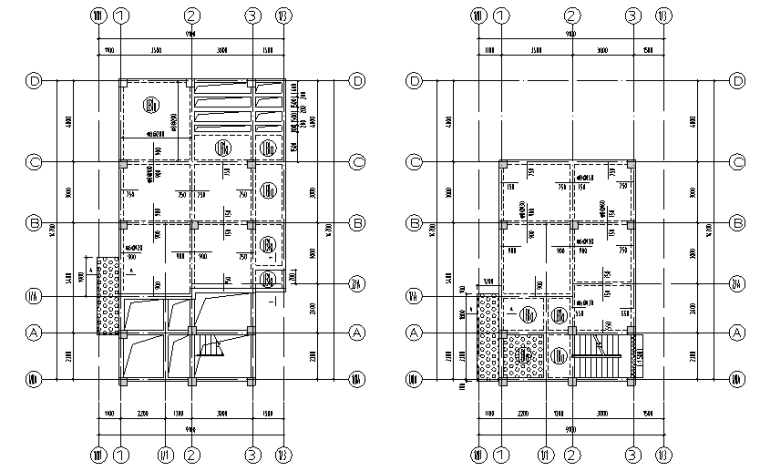 小型独栋商业建筑资料下载-小型独栋别墅混凝土框架结构施工图CAD