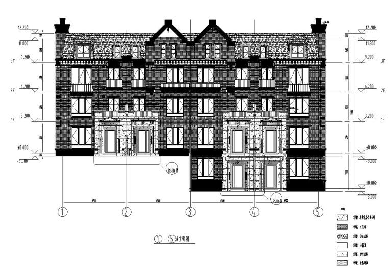 8层住宅建筑立面cad资料下载-某四层别墅住宅石材立面幕墙施工图CAD