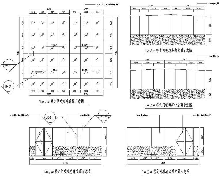 某玻璃陽光房詳細結構施工圖cad