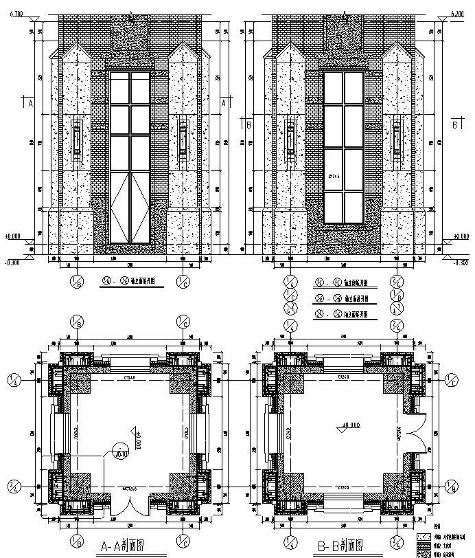 旅馆建筑三层立面cad图资料下载-某三层商业石材立面幕墙施工图CAD