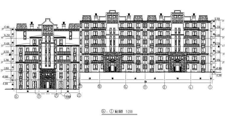 8层住宅建筑立面cad资料下载-某洋房住宅石材立面幕墙施工图CAD