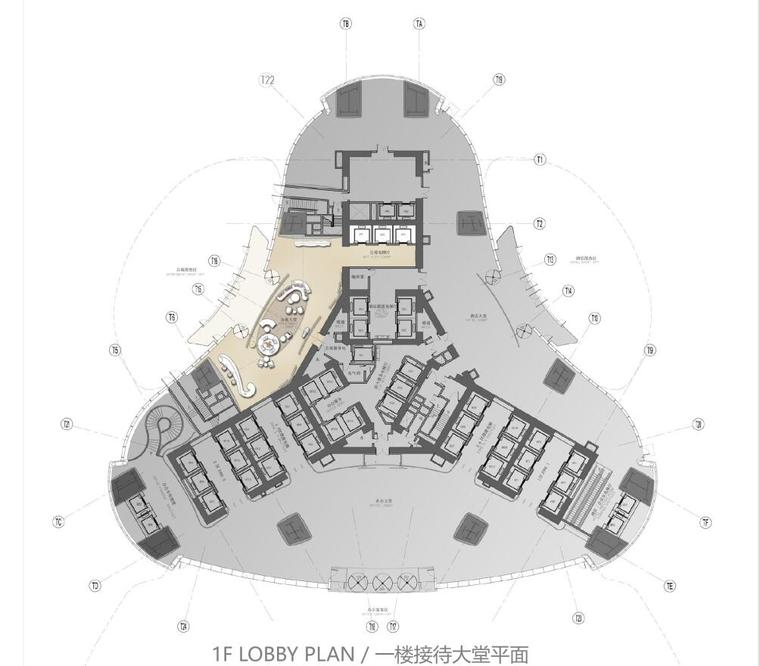 300平办公平面资料下载-武汉绿地总裁公馆大堂+样板间办公平面方案