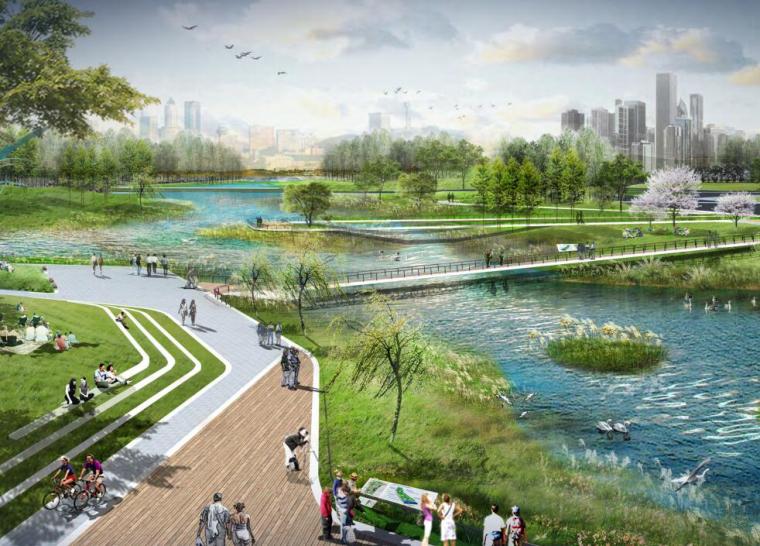 [四川]现代滨水中央公园景观方案设计