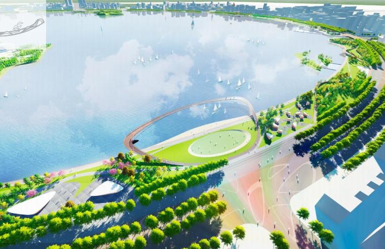 现代设计风格公园设计资料下载-[上海]现代风格滴水湖公园景观概念方案设计
