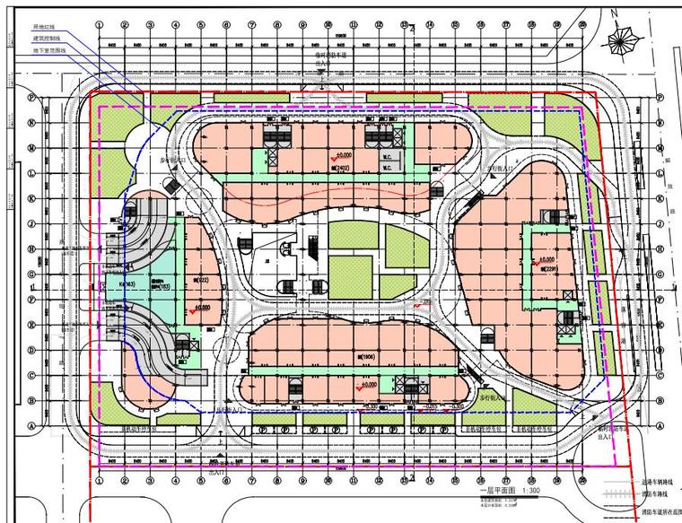 全业态型商业街综合体建筑设计方案设计 一层平面图.jpg