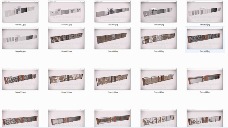 lumion围墙模型素材资料下载-现代景观围墙模型集30例