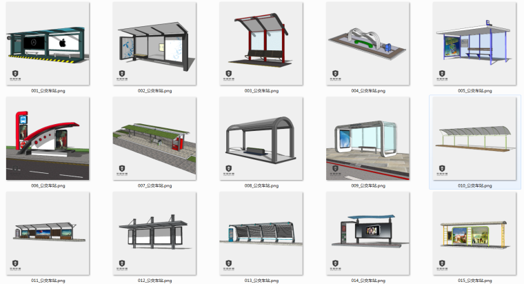 中国公交车站CAD图资料下载-47个公交车站SU模型
