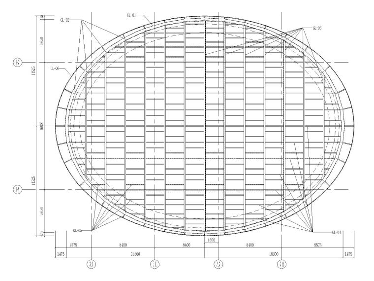 万达广场草图设计资料下载-万达广场观光电梯、椭圆及圆形采光顶大样图