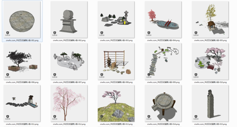 su庭院小品模型资料下载-48个中式庭院小品su模型