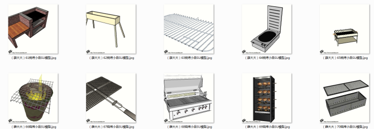 su庭院小品模型资料下载-70个烧烤小品SU模型