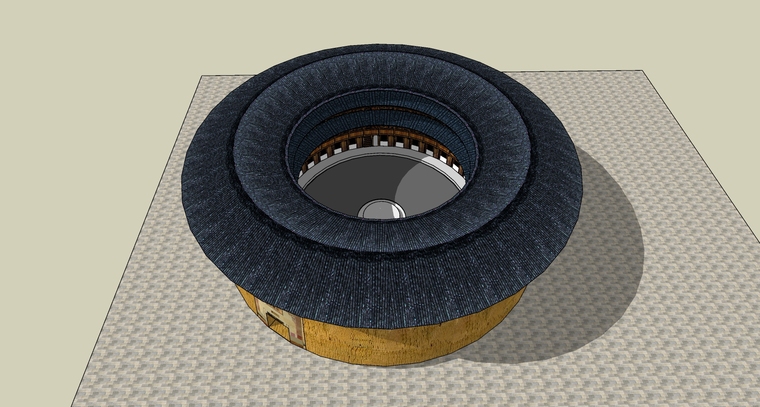 福建土楼建筑施工资料下载-福建圆形土楼模型SU