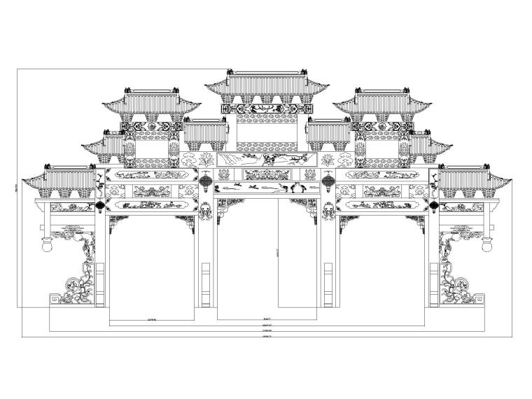 中国著名建筑CAD图纸资料下载-25个古建筑牌坊图纸CAD
