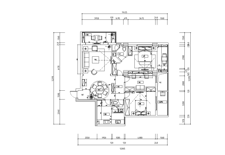 3室1厅1卫一厨装修效果资料下载-现代中式3室2厅1厨2卫平层住宅装修施工图