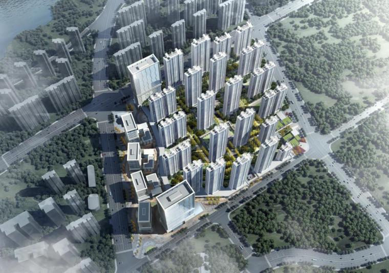 现代高层住宅外观资料下载-[武汉]现代高层住宅+高层商业混合地块规划
