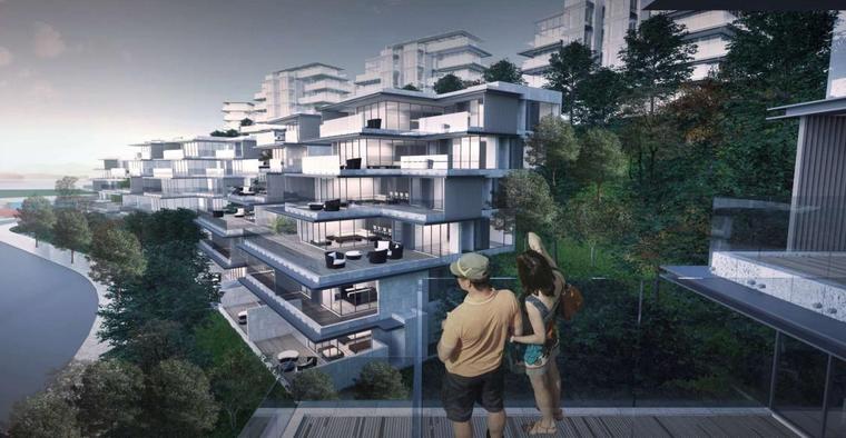 [重庆]现代居住区山地住宅合院别墅 临崖别-居住建筑-筑龙建筑设计