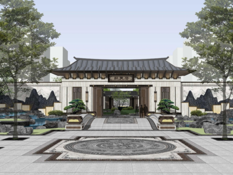 新中式建筑方案设计资料下载-[南京]新中式住宅景观概念方案设计