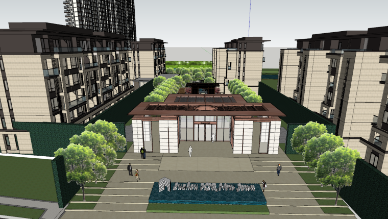 su模型景观入口空间资料下载-[江苏]新亚洲入口--示范区景观su模型设计